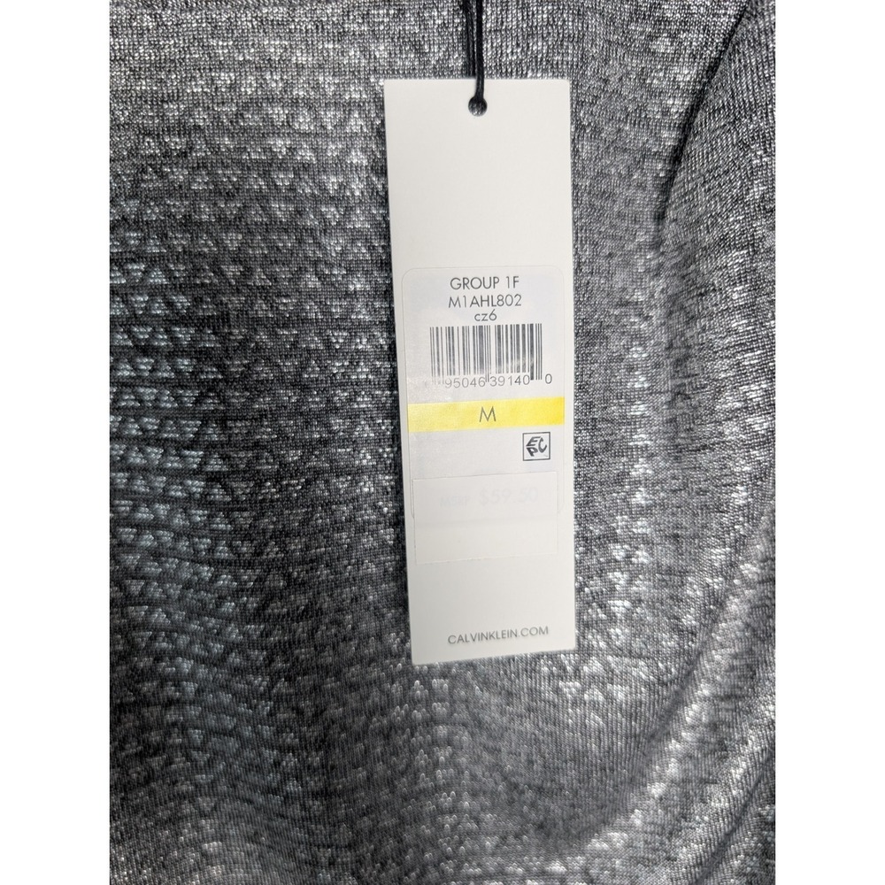 Calvin Klein Womens Silver Metallic Ruched Sleeveless Boat Neck Top M1AHL802 M - Picture 6 of 10